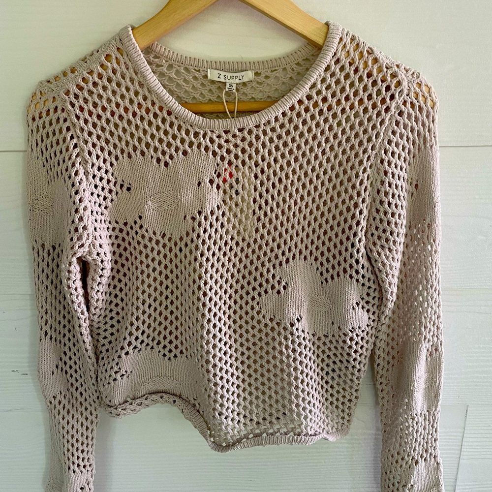 Z Supply natural crocheted sweater XS waist length. Very soft